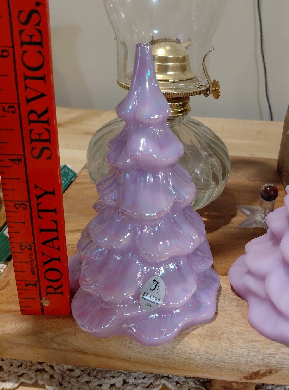 Iridescent Pink Fenton Christmas Tree